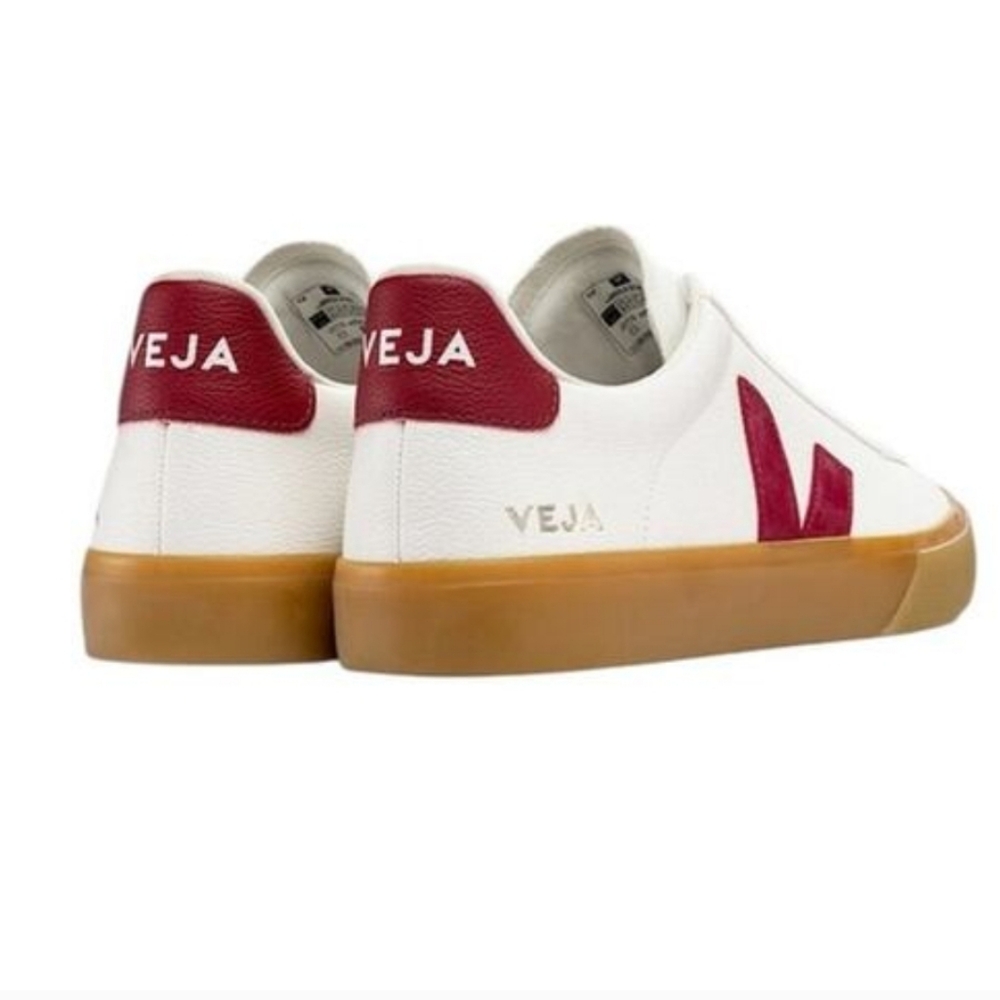 Veja White Sneakers with Burgundy V and Gum Sole - Picture 2 of 10